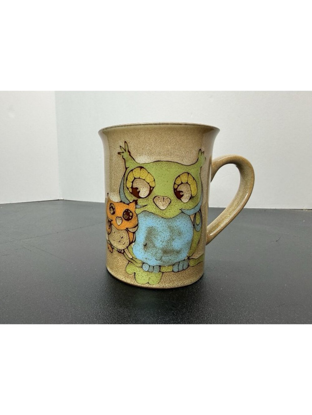 Pier 1 Owl Buddy Stoneware Coffee Mug Teacup, Hand Crafted 1990's Mom & Baby Owl